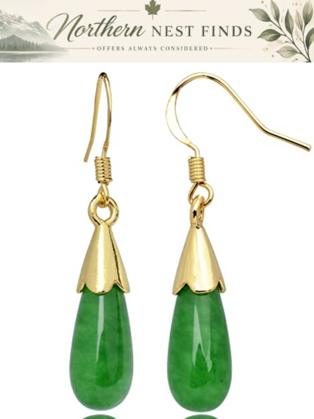 925 Sterling Silver Natural Green Hetian Jade Dangle Drop Earrings Women